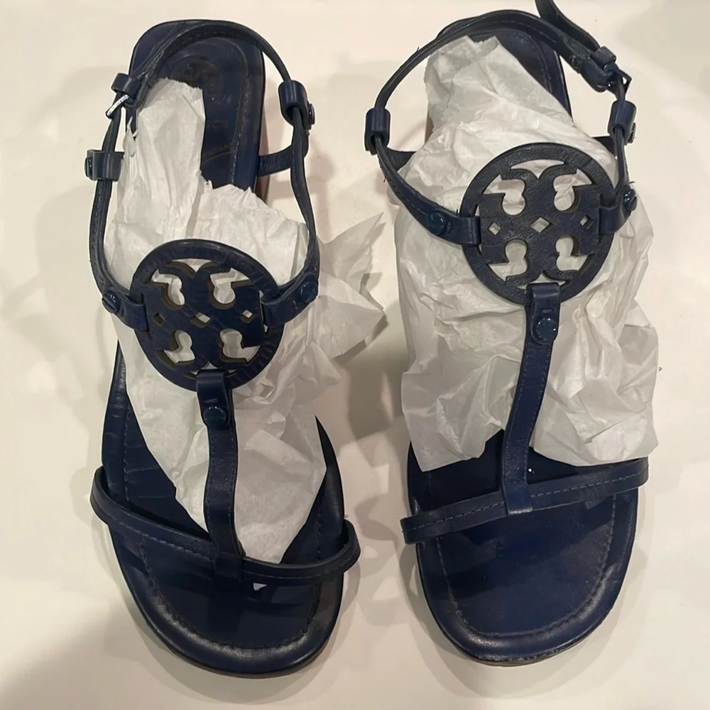 Tory Burch blue leather sandals size 10.5 - Picture 1 of 5